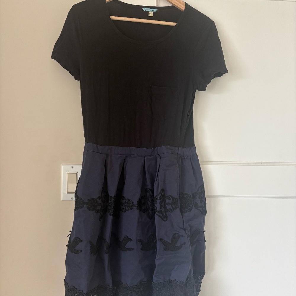Anthropologie Leifnotes Navy and Black T-Shirt Midi Dress